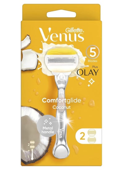 Buy Venus Comfortglide Olay Coconut Women's Razor Handle + 2 Razor Blade Refills in UAE