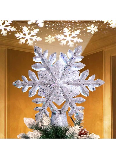 اشتري ضوء جهاز عرض شجرة مزخرف على شكل ندفة الثلج، ضوء جهاز عرض LED دوار ثلاثي الأبعاد على شكل ندفة الثلج (ندفة الثلج الفضية) في الامارات