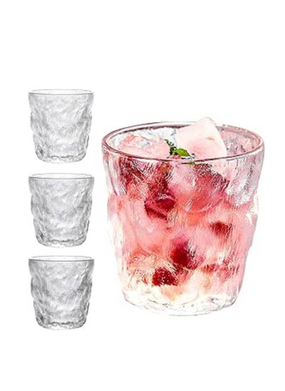 اشتري Water Drinking Glass,260ml Cold Drink Juice Glass, Frosted Rock Glass,Glacier Pattern Glass, used for juice glass and cocktails Pack O f 6 في الامارات