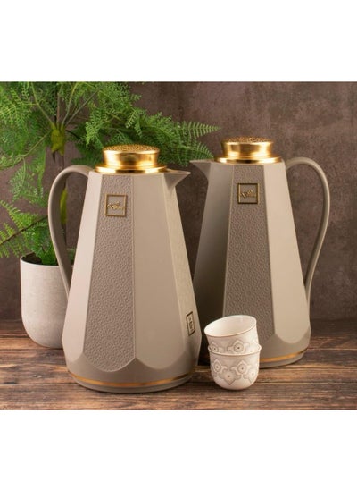 Buy Diva thermos set for tea and coffee from Al Saif, dark grey/gold in Saudi Arabia