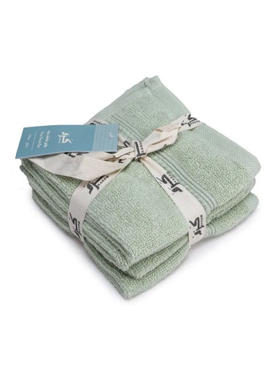 Buy Al Karam Solid Zero Twist Dobby Terry Wash Towel 4-Piece Set (Light Green) in Saudi Arabia