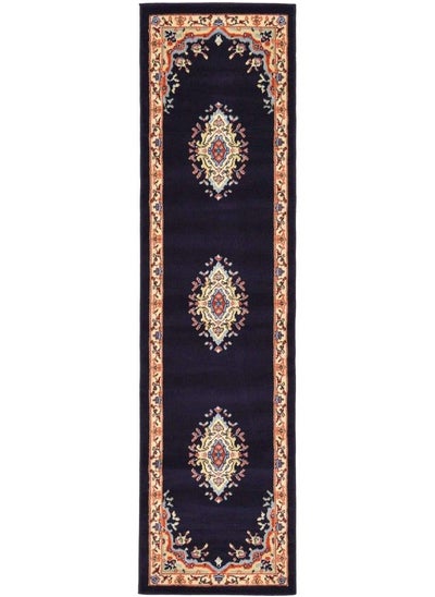 Buy Reza Collection Traditional Persian Style Area Rug 2 Ft 2 In X 8 Ft 2 In Navy Blue Ivory in UAE