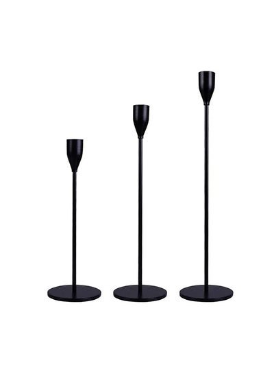 Buy Candle Holder Black Candlestick Holders Set of 3 for Taper Candles, Matte Metal Candle Holders for Wedding Anniversary Party Mother's Day Dining Table Centerpiece Home Decoration in Egypt