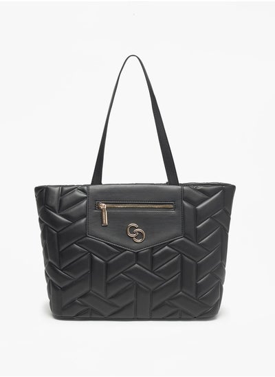 اشتري Quilted Tote Bag with Zip Closure and Double Handle في الامارات