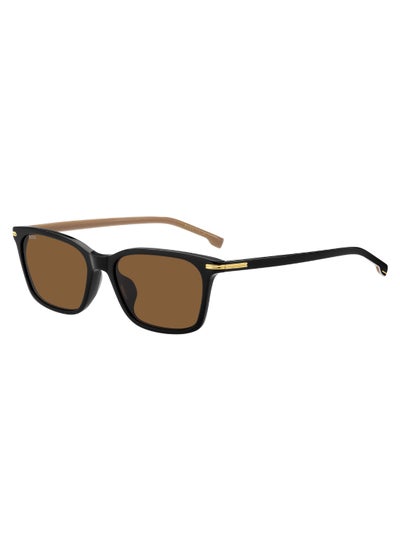 Buy Men's UV Protection Rectangular Shape Acetate Sunglasses BOSS 1669/F/SK BROWN 39 - Lens Size: 39.2 Mm - Black in UAE