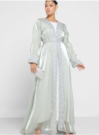 Buy Embellished Open Front Abaya in UAE