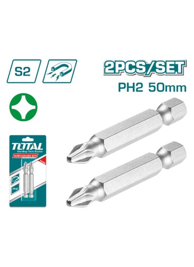 Buy TOTAL 2 Pieces Star Screwdriver Bits Set  50 Mm Magnetic Tip TAC16PH224 in Saudi Arabia