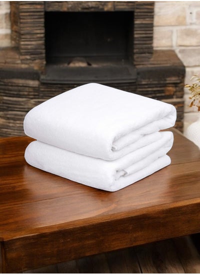 Buy 2 white cotton towels 80x50 cm in Saudi Arabia