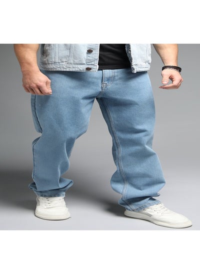 Buy Men 90s Straight Fit Mid-Rise Clean Look Cotton Jeans in UAE