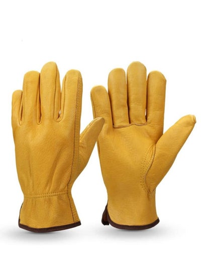 Buy Heavy Duty Welding Gloves for Men and Women Leather Working Gloves Fireplace Accessories Gloves Yellow 1pair Leather Work Gloves For Men and Women Gardening Gloves in Saudi Arabia