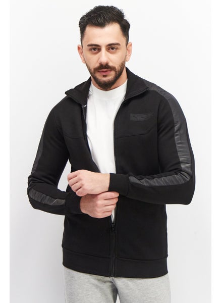 Buy Men Sportswear Fit Long Sleeve Training Full Zipper Jacket, Black in UAE