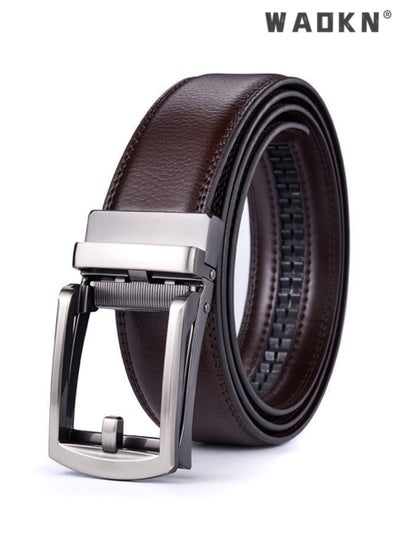 Buy Men Business Style Belt , Mens Ratchet Belts Brown Retro Luxury Leather Man Belt Gold Eagle Alloy Buckle Automatic Fashion Style- Perfect Companion to Mens Dress Shoes (130 cm,Brown) in Saudi Arabia