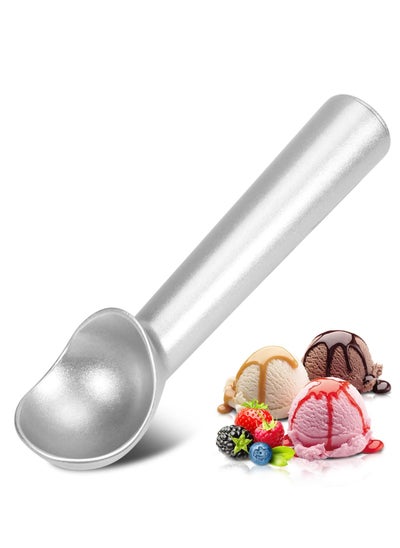 اشتري Ice Cream Scoop,7 inches Nonstick Anti-Freeze One Piece Aluminum Scooper Spoon, Heavy Duty Durable Design, Easy Clean, for Gelato, Cookie Dough, Sorbet, Almond (Silver) في السعودية