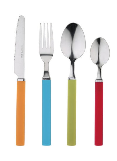 اشتري 24-Piece Funny Colores Stainless Steel Cutlery Set With Colored Handles في الامارات