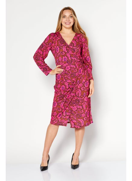 Buy Women Petite Floral Printed Midi Dress, Pink Combo in UAE