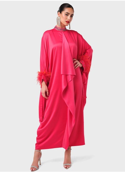 Buy Feather Detailing Embellished Kaftan in UAE