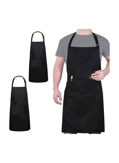 Buy 2 Pack Kitchen Cooking Aprons, Adjustable Bib Soft Chef Apron with 2 Pockets for Men Women in UAE