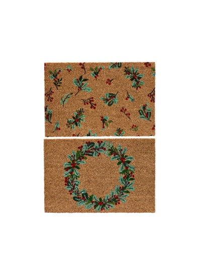 Buy Kaemingk Doormat Coir Holly 2 Designs, Assorted 1 Piece in UAE