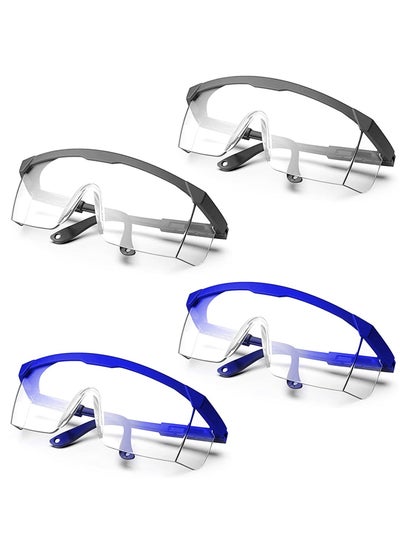 اشتري 4 Pieces Safety Goggles Dandruff Adjustable Protective Glasses Anti Steam Work Clear Fog في السعودية