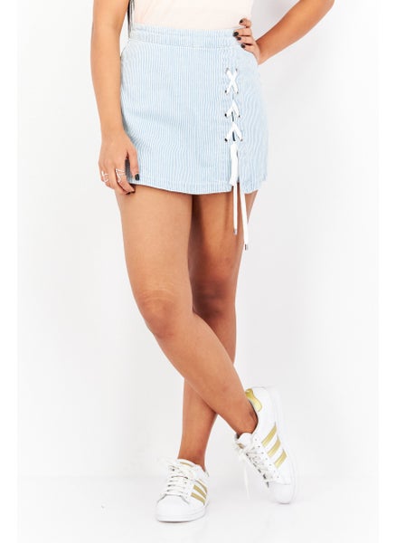 اشتري Women Stripe Basic Denim Shorts, Blue في الامارات