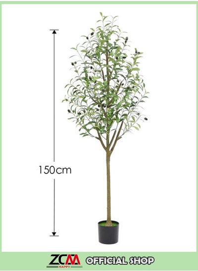 Buy Large Artificial Olive Tree 150cm, Nordic Style Indoor and Outdoor Green Plant - Hotel and Garden Potted Decoration, Bird of Paradise Bonsai Ornament in UAE