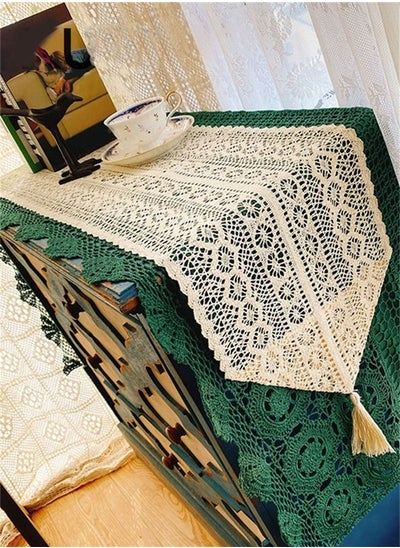 اشتري Multipurpose Hollow Lace Runner Fringed Table Cloth 175 x 26 cm في الامارات