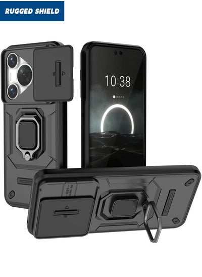 Buy Huawei Pura 70 Case Cover, Pura 70 Case with Slide Camera Cover, Military Grade Heavy Duty Anti Drop Shockproof Phone Case Cover with Kickstand for HUAWEI Pura 70, Black in UAE