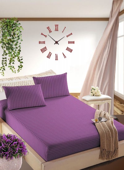 Buy Faded Purple Extra Deep Pocket Sheets Cotton 3 Piece Bed Sheet Set 150x200+35cm in UAE