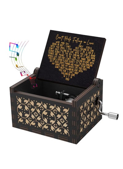 Buy Wooden Music Box for Girlfriend Boyfriend Wife Husband Lover Hand Crank Melody Can’t Help Falling in Love Engraved Vintage Musical Box Gift on Valentine’s Day Birthday Anniversary in UAE