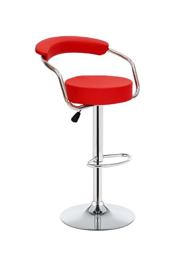 اشتري Leather Steel Adjustable Bar Stool Bar Chair-Red في مصر