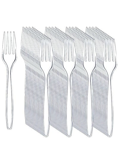 اشتري Clear Disposable Plastic Fork - For Cake And Food - 50 Pieces في مصر