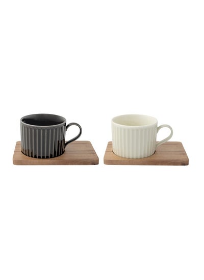 اشتري Take A Break Porcelain Mug, Black & White - 250 Ml, Set Of 2 في الامارات