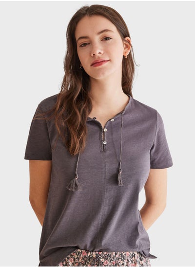 Buy Button Detail T-Shirt in UAE