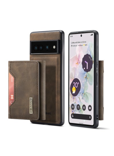 Buy Wallet Case for Google Pixel 7 Pro, DG.MING Premium Leather Phone Case Back Cover Magnetic Detachable with Trifold Wallet Card Holder Pocket (Coffee) in UAE