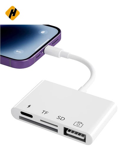 اشتري قارئ بطاقة SD لـ iPhone/iPad ، قارئ بطاقة iPhone SD ، 4 في 1 محول USB OTG لـ iPhone MicroSD/SD ، محول بطاقة ذاكرة التصوير الفوتوغرافي ، التوصيل والتشغيل في الامارات