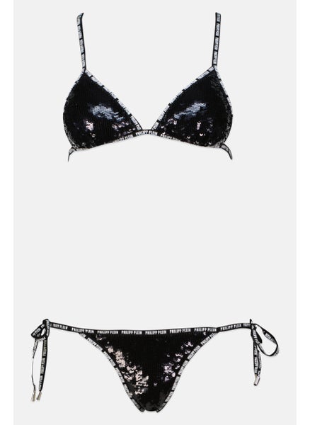 اشتري Women 2 Piece Embellish Bikini Set, Black/White في الامارات