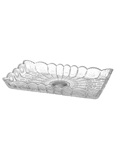 Buy A multi-use glass serving dish for sweets, fruits and nuts, size 35*20 cm in Saudi Arabia