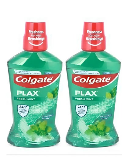 Buy Colgate Pack Of 2 Plax Fresh Mint Mouthwash 250ml in Saudi Arabia