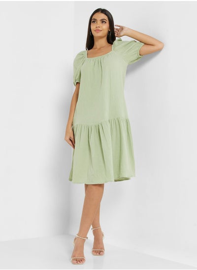 Buy Puff Sleeve Tiered Dress in Saudi Arabia