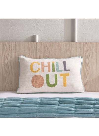 Buy Playland Chill Out Cotton Printed Filled Cushion with Piping 50 x 30 cm in UAE