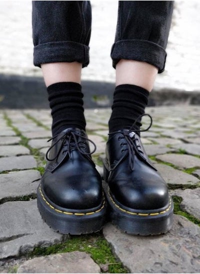 اشتري Platform Doc Martens Low Top Casual Shoes Leather Black في الامارات