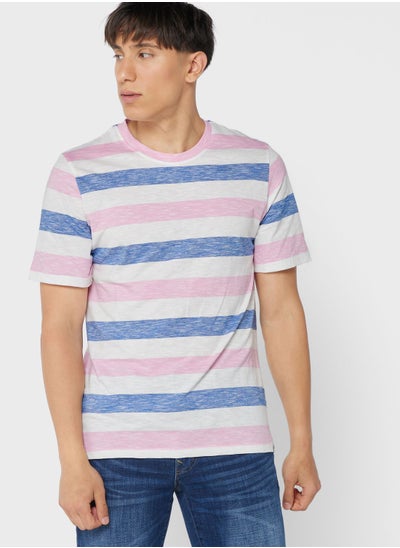 Buy Striped Crew Neck T-Shirt in Saudi Arabia