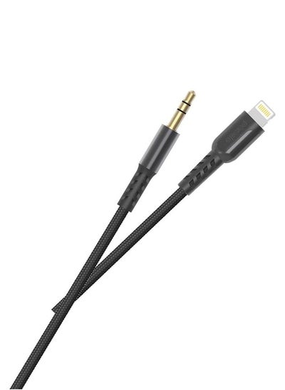 Buy Metal Braided Lightning to AUX Cable 1.2M - Black in UAE