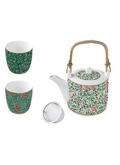 اشتري Floral Fantasy Teapot with 2 Cup Set, Multicolour - 600 &160 ml في الامارات