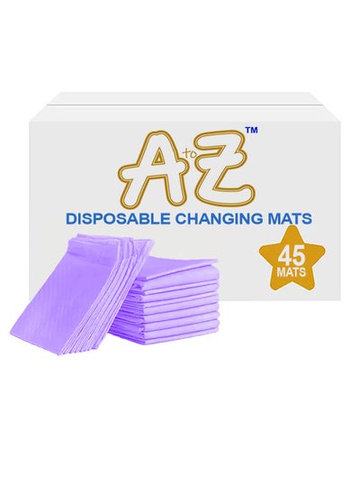 اشتري A to Z - Disposable Changing Mat size (45cm x 60cm) Large- Premium Quality for Baby Soft Ultra Absorbent Waterproof - Pack of 45 - Lavender في الامارات