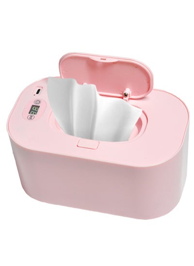 اشتري Baby Wipe Warmer with Digital Display Large Capacity Baby Wet Wipes Warmer Dispenser USB Powered Pink في السعودية