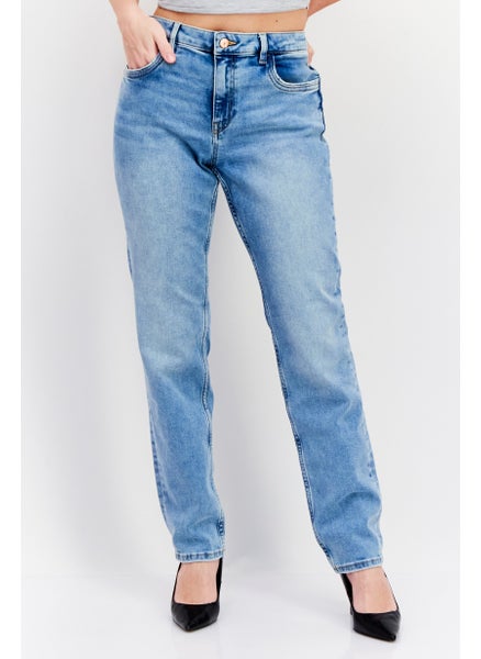 اشتري Women Slim Fit Washed Stretchable Denim Jeans, Blue في الامارات