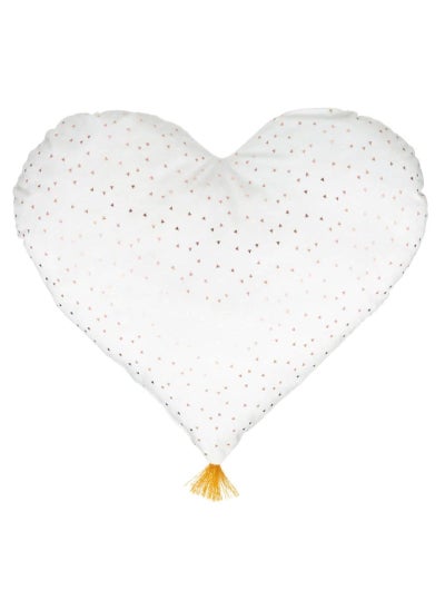 اشتري Atmosphera Polyester White Heart Cushion W Pompoms 40 x 9 x 45cm في الامارات