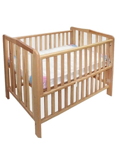 Buy Wooden Baby Bed with Free Mattress and Mattress Cover – Beige, 95×70×120 cm in Egypt