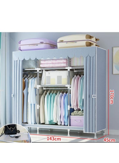 Buy Premium Wardrobe Clothes Storage Organizer Fabric Wardrobe For Clothing 143*45*170 in Saudi Arabia